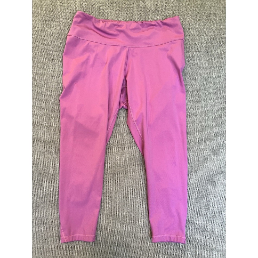 Adidas Women's 3X Pink Cropped Leggings High Rise Athletic Workout Pants